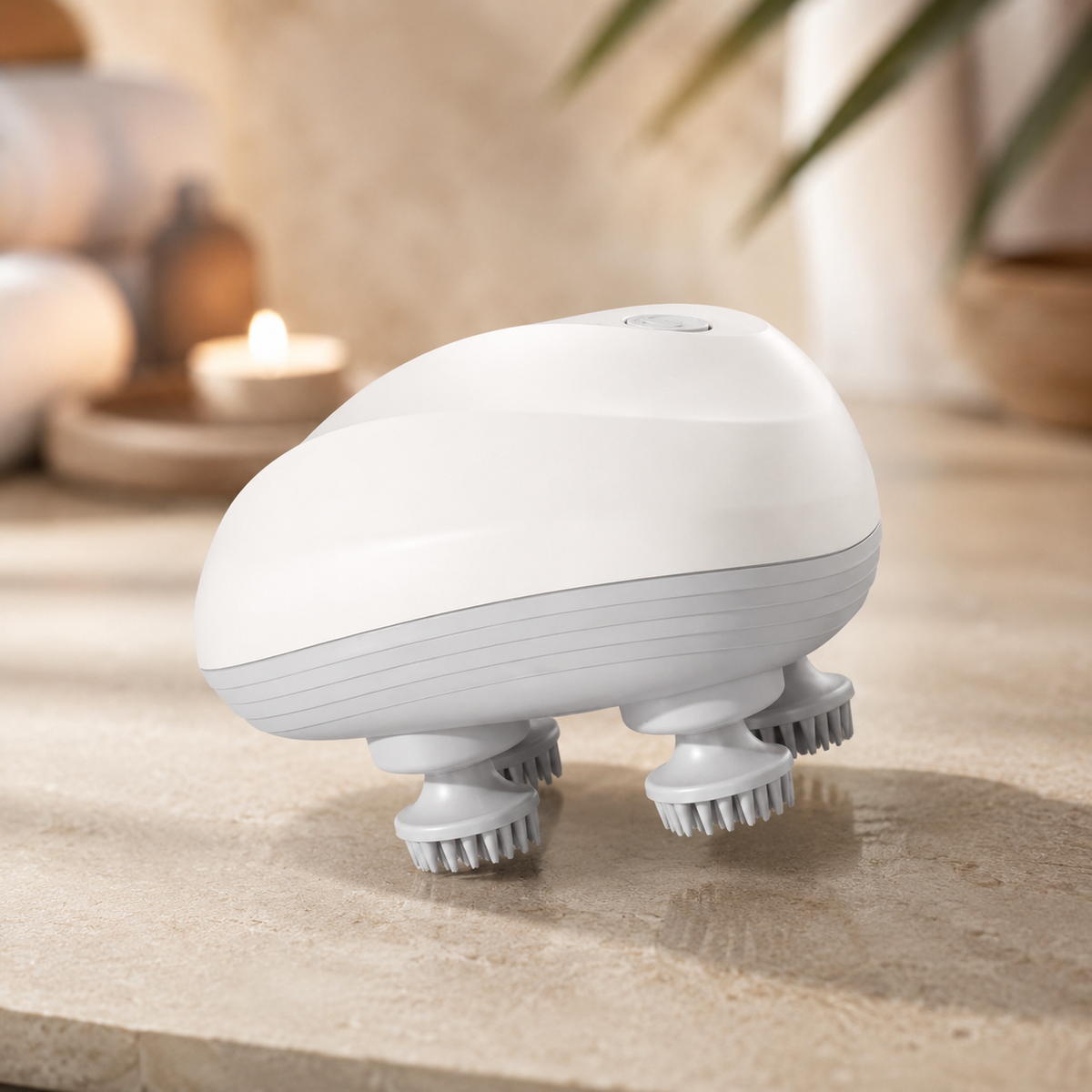 VELORO Electric Scalp Massager, white handheld device shown in close-up